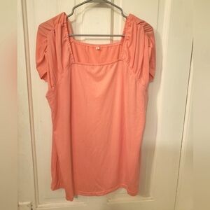 Peach Stylized Ruched Sleeve Tee